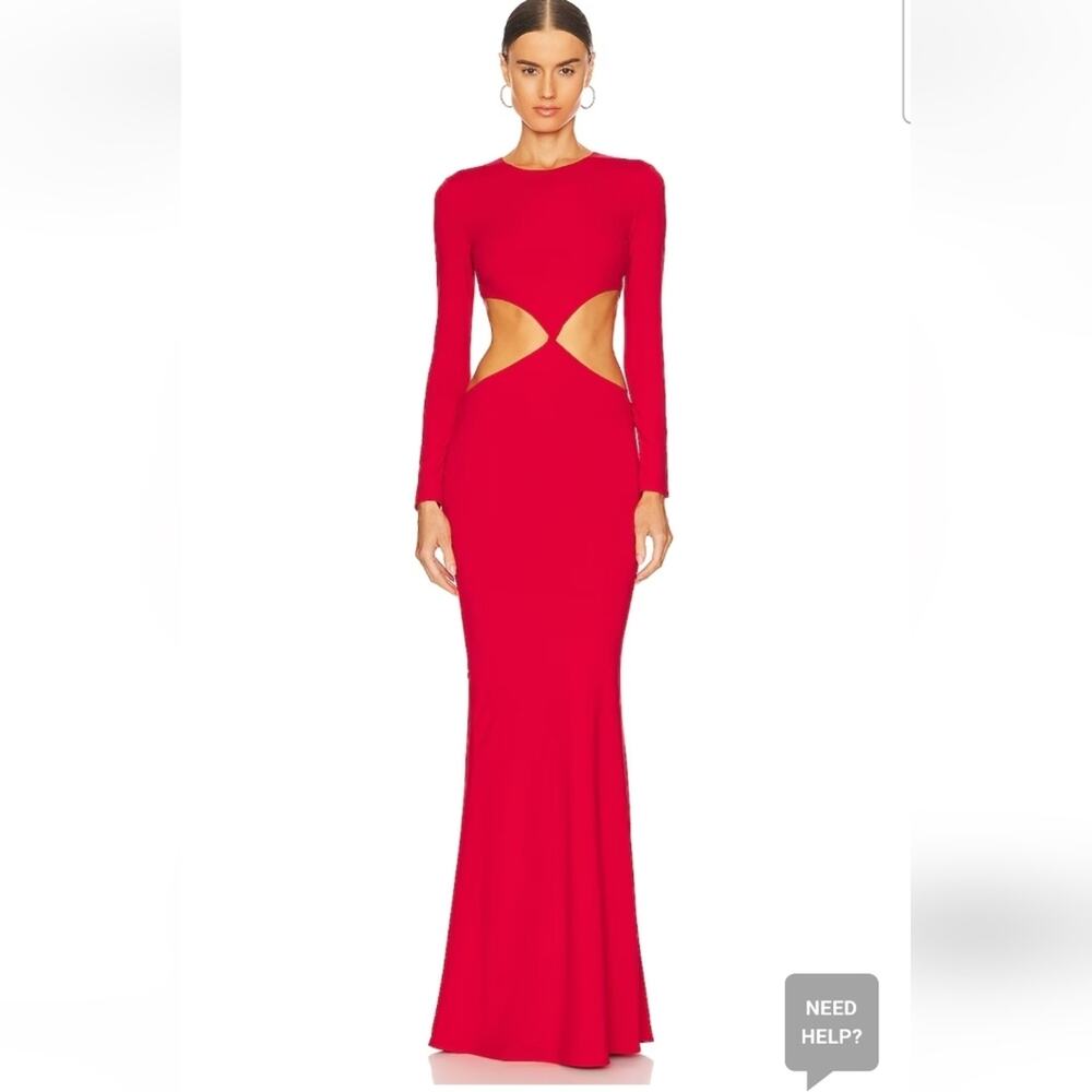 Retrofete Miley Dress Red Maxi Cutout Long Sleeve Size XL NWT Long Sleeve